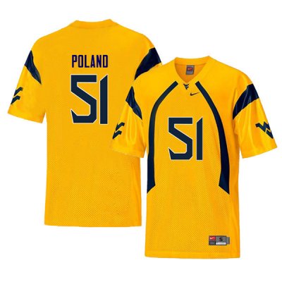 Men's West Virginia Mountaineers NCAA #51 Kyle Poland Yellow Authentic Nike Retro Stitched College Football Jersey ZT15M20KW